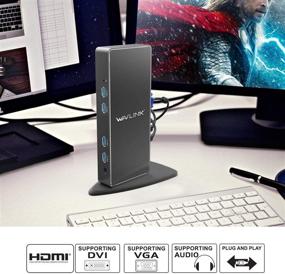 img 2 attached to WAVLINK USB 3.0 Universal Docking Station with Dual Monitor Display (HDMI & DVI/VGA), Gigabit Ethernet, Audio Mic Interface, and 6 USB 3.0 Ports - Ideal for Laptop, Tablets, Ultrabook and Enhanced Home Office Efficiency