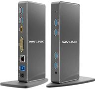wavlink usb 3.0 universal docking station with dual monitor display (hdmi & dvi/vga), gigabit ethernet, audio mic interface, and 6 usb 3.0 ports - ideal for laptop, tablets, ultrabook and enhanced home office efficiency logo