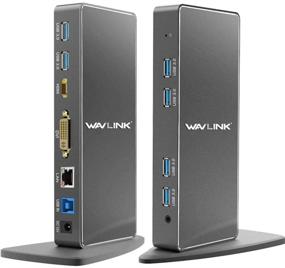 img 4 attached to Универсальная док-станция WAVLINK USB 3.0 с двумя мониторами (HDMI и DVI/VGA), гигабитным Ethernet, аудио-микрофонным интерфейсом и 6 портами USB 3.0 - идеально подходит для ноутбуков, планшетов, ультрабуков и повышения эффективности домашнего офиса.