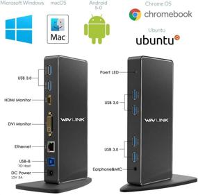 img 1 attached to WAVLINK USB 3.0 Universal Docking Station with Dual Monitor Display (HDMI & DVI/VGA), Gigabit Ethernet, Audio Mic Interface, and 6 USB 3.0 Ports - Ideal for Laptop, Tablets, Ultrabook and Enhanced Home Office Efficiency