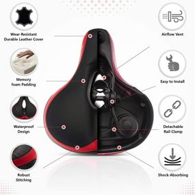 img 3 attached to 🚲 G-SADDLES: Waterproof Bike Seat for Exercise and Rides - Comfortable Replacement Seat with Bicycle Taillight, Reflective Tape, Dual Shock Absorbing Ball, Wide Saddle and Gel Padding