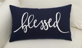 img 2 attached to 🏡 EURASIA DECOR Farmhouse Embroidered Pillowcase: Funny Quote Throw Pillow Cover for Home Décor – Perfect Housewarming, Anniversary or Wedding Gift (12"X20", Blessed Navy)