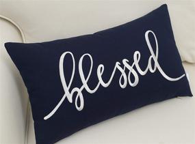 img 1 attached to 🏡 EURASIA DECOR Farmhouse Embroidered Pillowcase: Funny Quote Throw Pillow Cover for Home Décor – Perfect Housewarming, Anniversary or Wedding Gift (12"X20", Blessed Navy)