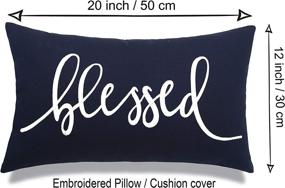 img 3 attached to 🏡 EURASIA DECOR Farmhouse Embroidered Pillowcase: Funny Quote Throw Pillow Cover for Home Décor – Perfect Housewarming, Anniversary or Wedding Gift (12"X20", Blessed Navy)