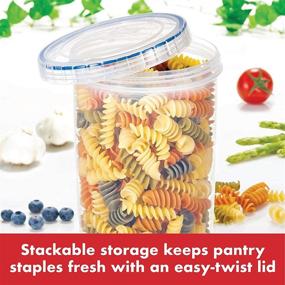 img 2 attached to LocknLock Easy Essentials Twist Food Storage Lids: Airtight Containers, BPA Free, Tall-44 oz - Ideal for Pasta, Clear