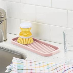 img 3 attached to 🎀 mDesign Silicone Kitchen Sink Storage Organizer Tray - Ribbed Base, Quick Drying, Waterproof, Non-Slip - Light Pink/Blush