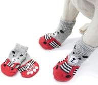 mummumi small dog sock - puppy anti-slip socks for comfortable walking - shoes boots with rubber reinforcement - soft set of 4pcs - breathable sock design for pet dogs логотип