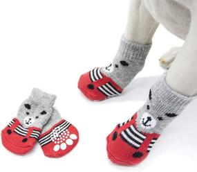 img 4 attached to Mummumi Small Dog Sock - Puppy Anti-Slip Socks for Comfortable Walking - Shoes Boots with Rubber Reinforcement - Soft Set of 4pcs - Breathable Sock Design for Pet Dogs