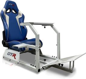 img 3 attached to 🏎️ GTR Simulator GTA-WHT-S105LBLWHT: White Frame, Blue/White Racing Seat, Driving Simulator Cockpit Gaming Chair with Gear Shifter Mount