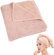 🧖 laojbaba microfiber hair towel, quick-drying hair towel for all types of hair, ideal for long and thick hair, 19 x 39 inch, lotus root pink (1pcs) logo