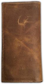 img 2 attached to 👜 Distressed Brown Checkbook Wallet with a Twist