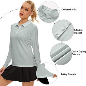 img 3 attached to UPF50+ Sun Protection Long Sleeve Polo Golf 👕 Shirt for Women - Moisture Wicking and Quick Dry