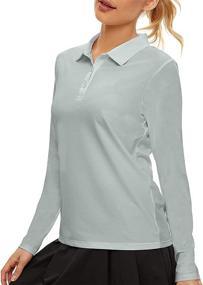 img 4 attached to UPF50+ Sun Protection Long Sleeve Polo Golf 👕 Shirt for Women - Moisture Wicking and Quick Dry