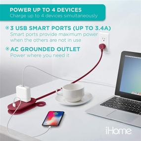 img 2 attached to IHome Travel Reach: Быстрая зарядка Путешественная настенная розетка с 3 USB-портами