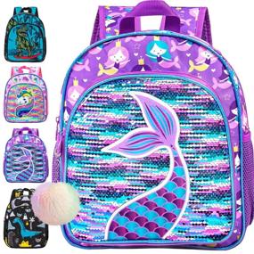 img 4 attached to Toddler Backpack Mermaid Sequin Bookbag