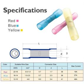 img 1 attached to 80Pcs 16-14AWG Waterproof Blue Heat Shrink Butt Connectors - Ideal for Marine, Automotive, and Electrical Straight Wire Crimp Connections