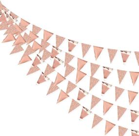 img 2 attached to 🌸 Rose Gold Glitter Metallic Paper Triangle Flag Pennant Bunting Banner - 30 Ft Length - Ideal for Wedding, Birthday, Holiday Festivals, Anniversary, Bridal Shower, Hen Party, and More!