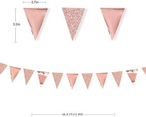 img 1 attached to 🌸 Rose Gold Glitter Metallic Paper Triangle Flag Pennant Bunting Banner - 30 Ft Length - Ideal for Wedding, Birthday, Holiday Festivals, Anniversary, Bridal Shower, Hen Party, and More!