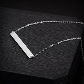 img 2 attached to 📿 WISTIC Personalized Stainless Steel Bar Necklace - Simple Vertical/Horizontal Design with Gold, Silver, Rose Gold Plated Options, Adjustable Chain for Women