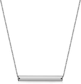 img 4 attached to 📿 WISTIC Personalized Stainless Steel Bar Necklace - Simple Vertical/Horizontal Design with Gold, Silver, Rose Gold Plated Options, Adjustable Chain for Women