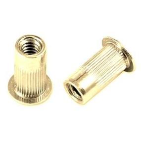 img 1 attached to USA Fittings Metal Magery: 100 Pack of Gold Zinc Finish Steel Thin Nut Large Flange Rivet Nuts (10-32, .020 - .130 Grip Range)