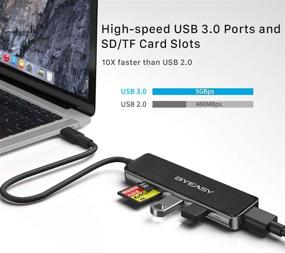 img 2 attached to 💻 BYEASY USB C Hub UC-197: Zinc Alloy Multiport Adapter with 4K HDMI, SD/microSD Card Reader, 2 USB 3.0 Ports, Compatible with MacBook Pro, iPad Pro, Pixelbook, XPS