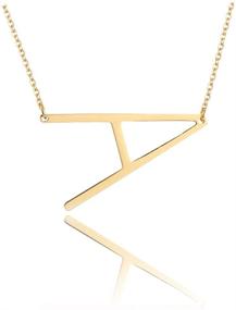 img 4 attached to 💎 ETHOON Gold Filled Stainless Steel Sideways Initial Necklace - Personalized Name Jewelry A-Z Chain 17"+2" -