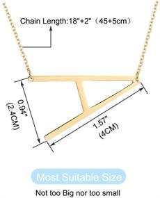 img 3 attached to 💎 ETHOON Gold Filled Stainless Steel Sideways Initial Necklace - Personalized Name Jewelry A-Z Chain 17"+2" -