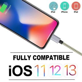 img 2 attached to 📱 5-пак золотых серых зарядных устройств для iPhone: кабель Lightning высокой скорости из нейлона для быстрой синхронизации данных и зарядки - совместим с iPhone Xs Max/X/8/7/Plus/6S/6/SE/5S