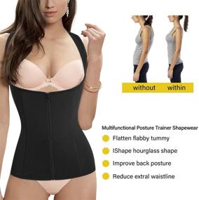 img 2 attached to 👩 Black Women's Back Braces Posture Corrector Waist Trainer Vest – Supports Spinal, Neck, Shoulder, and Upper Back + Tummy Control Body Shaper (Size L)