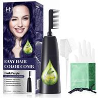 🎨 hjl dark purple hair dye permanent color, ammonia-free hair coloring cream kit with easy applicator comb for effortless use logo