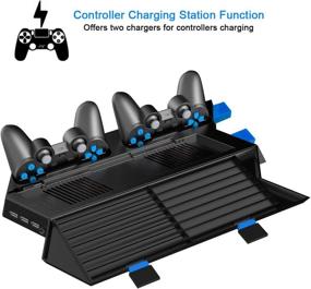 img 2 attached to 🎮 Kootek Vertical Stand for PS4 Slim / Regular PlayStation 4 with Cooling Fan, Controller Charger, Game Storage, and Dualshock Charging Station (Not Compatible with PS4 Pro)