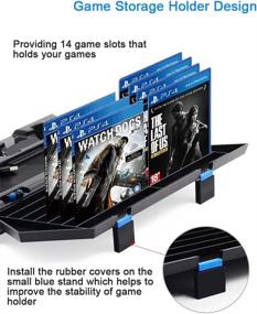 img 1 attached to 🎮 Kootek Vertical Stand for PS4 Slim / Regular PlayStation 4 with Cooling Fan, Controller Charger, Game Storage, and Dualshock Charging Station (Not Compatible with PS4 Pro)