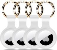 🔒 4 pcs breakix white silicone protective case for airtags - lightweight soft skin cover with key chain & anti-loss design - compatible with apple airtags 2021 logo