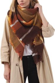 img 4 attached to 🧣 Century Star Women's Fall Winter Scarf: Classic Tassel Plaid Scarf for Warmth and Style