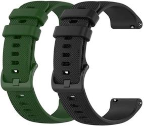 img 4 attached to 🌟 Yeejok Galaxy Watch 3 41mm Silicone Bands - Premium Sport Bands for Samsung Galaxy Watch Active 2 44mm - 20mm Replacement Wrist Strap for Samsung Gear Sport/Galaxy Watch Active 40mm - Black+Army Green