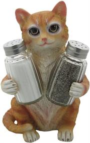 img 4 attached to 🐈 Home-n-Gifts Orange Tabby Kitty Cat Glass Salt & Pepper Shaker Set: Charming Pet Statues & Sculptures for Cat Owners