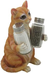 img 2 attached to 🐈 Home-n-Gifts Orange Tabby Kitty Cat Glass Salt & Pepper Shaker Set: Charming Pet Statues & Sculptures for Cat Owners