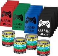 48-piece video game party favors set: 24 bracelets 🎮 wristbands & 24 gamer party bags for game birthday party supplies логотип