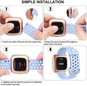 img 1 attached to 🌈 IEOVIEE Sport Bands for Fitbit Versa 2 / Versa Lite/Versa Smartwatch, Waterproof & Breathable Wristbands for Fitbit Versa 2 Smart Fitness Watch (Small, Pink+White+Lavender)