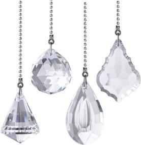 img 4 attached to 💎 Enhance Your Ceiling Fan with 4Pcs Crystal Prisms Charm Pendant Pull Chain Extender