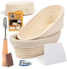 img 4 attached to 🍞 Набор прямоугольных форм для выпечки Criss Elite - 2 штуки с тканевыми подкладками, хлебным ножом и резаком, идеальные чаши для пруфинга солодового и дрожжевого теста