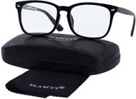 flancci blue light blocking glasses for computer gaming - square frame nerd high tech anti blue light glasses unisex logo