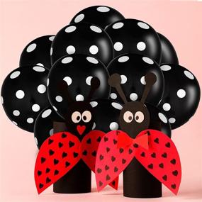 img 2 attached to 🐞 Whimsical Ladybug Polka Dots Latex Balloons: Perfect Decor for Ladybug Theme Party, Weddings, Birthdays & Festivals (White and Black)!