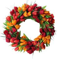 🌷 unie 20-inch tulip wreath: silk flower wreath for front door, window, wall décor, weddings & valentines day логотип