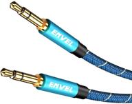 envel nylon braided aux cable 3.5mm male to male stereo audio cable for car/home stereos, speaker, headphones - blue (6.6ft / 2m) logo