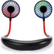 🌬️ hands-free neck fan: portable usb rechargeable personal fan with adjustable speeds and led light - ideal for travel, sports, office, and cooking (black) logo