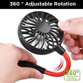 img 3 attached to 🌬️ Hands-Free Neck Fan: Portable USB Rechargeable Personal Fan with Adjustable Speeds and LED Light - Ideal for Travel, Sports, Office, and Cooking (Black)
