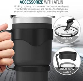 img 1 attached to 🥤 Atlin Tumbler [30 oz. Double Wall Stainless Steel Vacuum Insulation] - Black Travel Mug [Crystal Clear Lid] Water Coffee Cup [Straw + Handle Included]: Ideal for Home, Office, School, Ice Drink, Hot Beverage