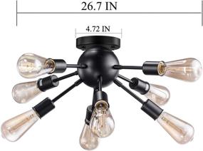 img 2 attached to 🔦 Industrial Vintage Semi Flush Mount Ceiling Light Fixture - Elibbren Modern Antique Black Sputnik Style with 8 UL Sockets, E26 Base for Kitchen Dining Room Bedroom Study Living Room